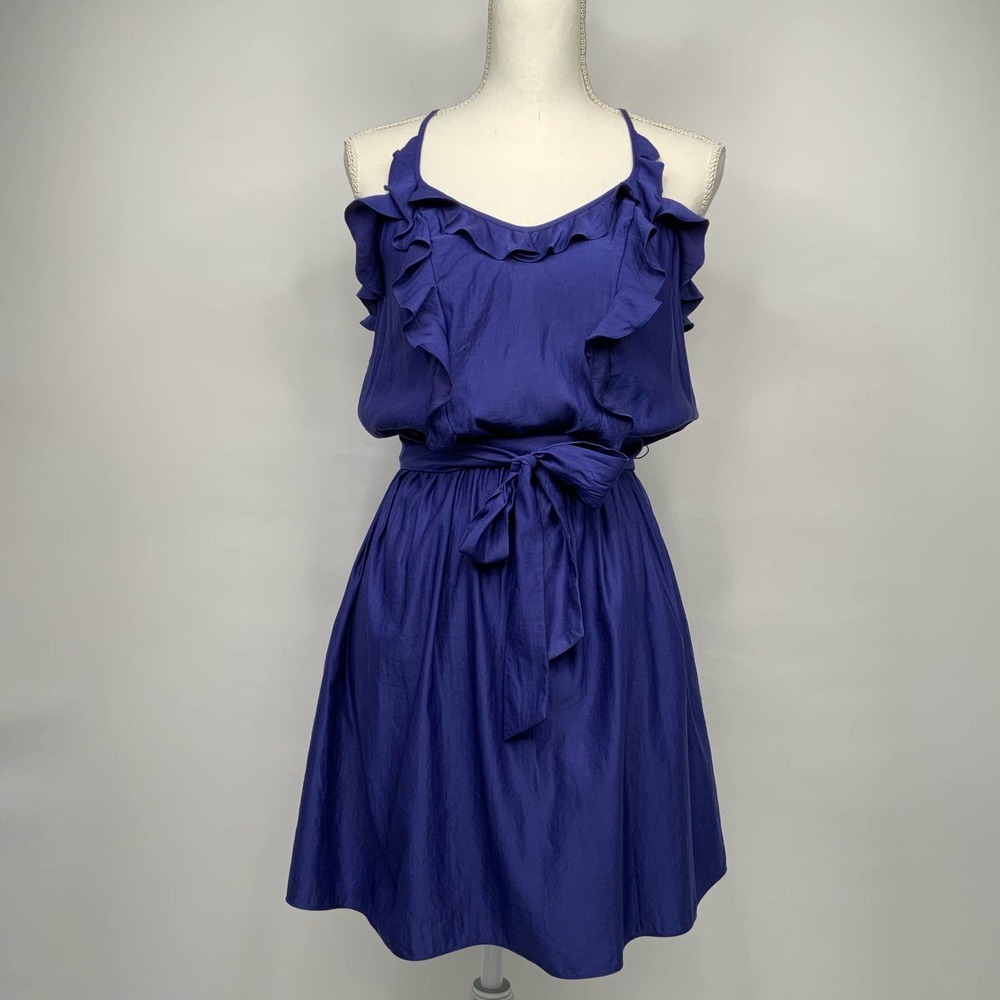 Rebecca Taylor | Tie Waist Dark Lavender Mini Dress, Size S